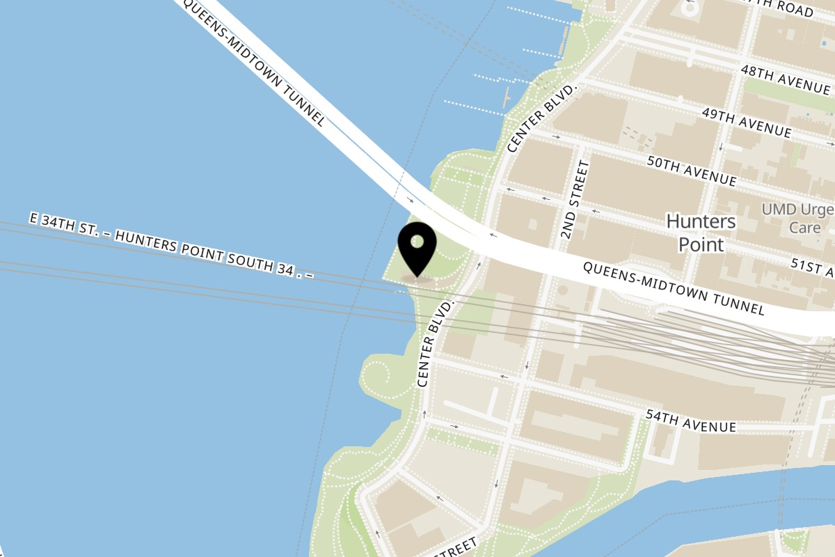Map showing the location of F. Ottomanelli Burgers and Belgian Fries Long Island City on 52-10 Center Blvd in Long Island City